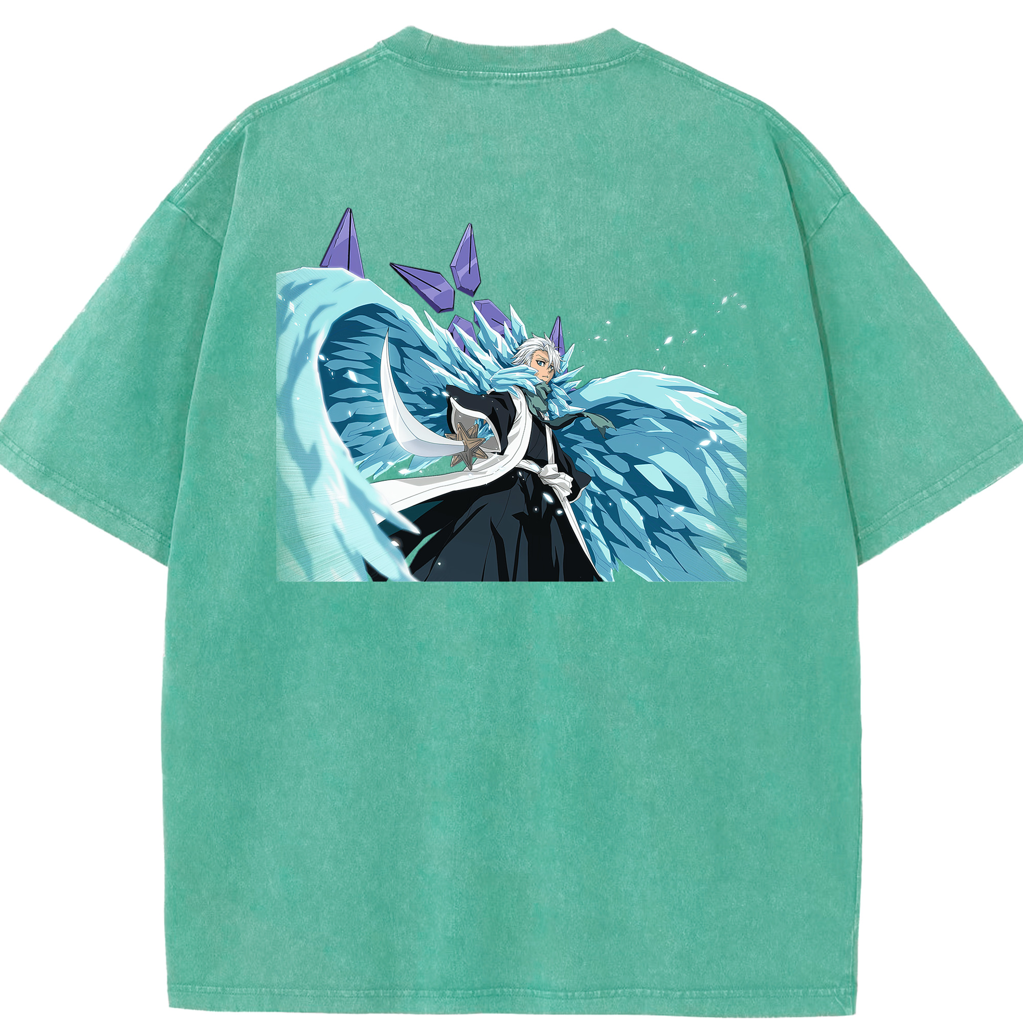 （画像用） ブリーチ 日番谷冬獅郎（ひつがや とうしろう） BLEACH Hitsugaya Toushirou 綿100% ヴィンテージ風 半袖Tシャツ（背面プリント）